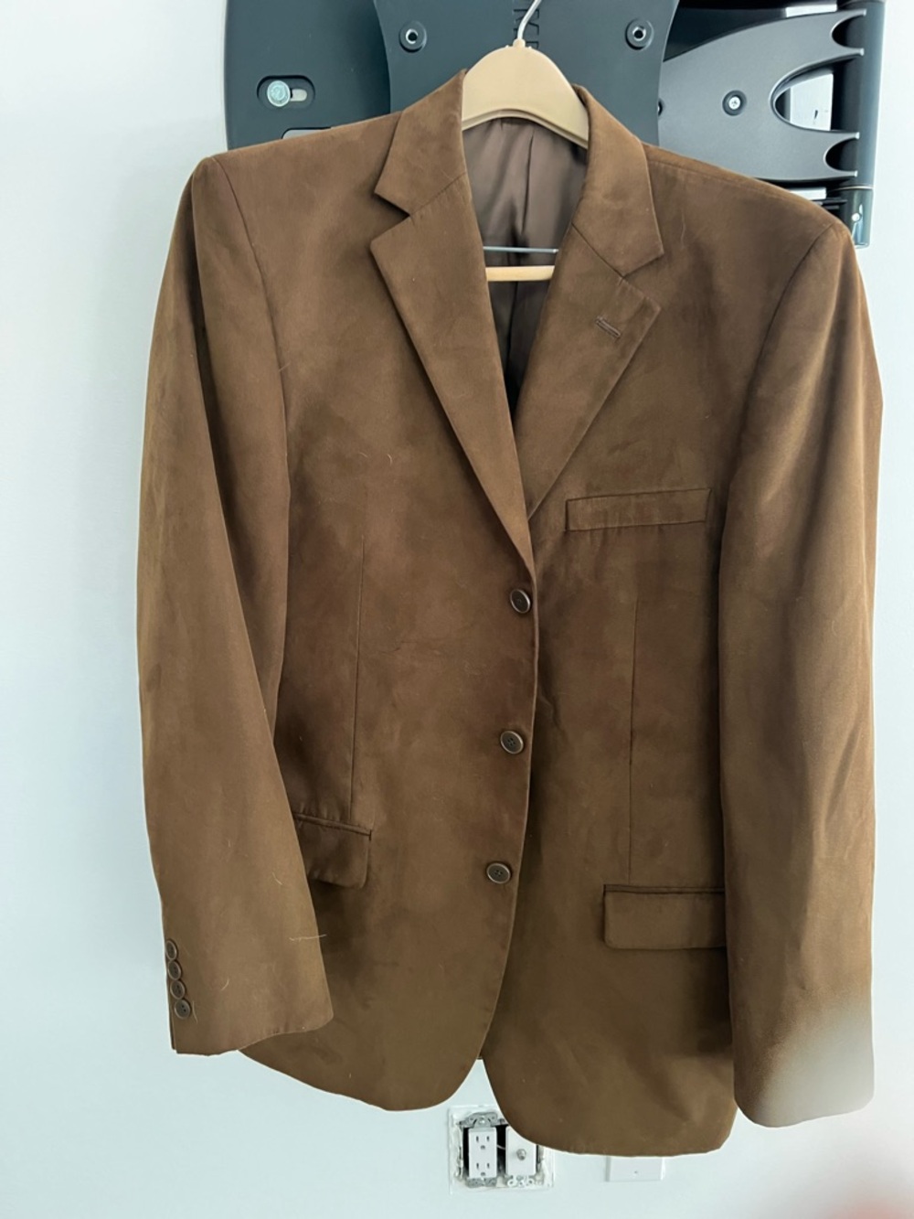 Andrew Fezza Men's Jacket Brown Textured Soft Poly Suede Blazer Sport Coat l 42L